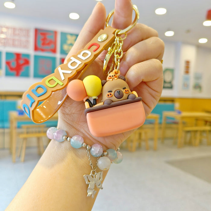 Wholesale Cartoon Keychain Cute Capybara Doll School Bag Pendant Car Keychain Doll Machine Small Gift