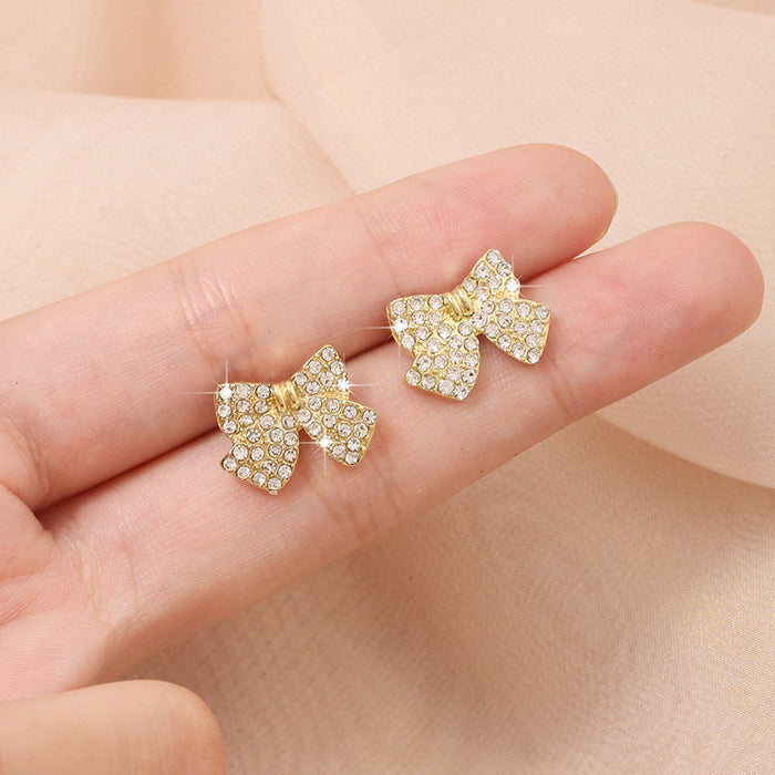 Wholesale New S925 Silver Needle French Bow Diamond Earrings