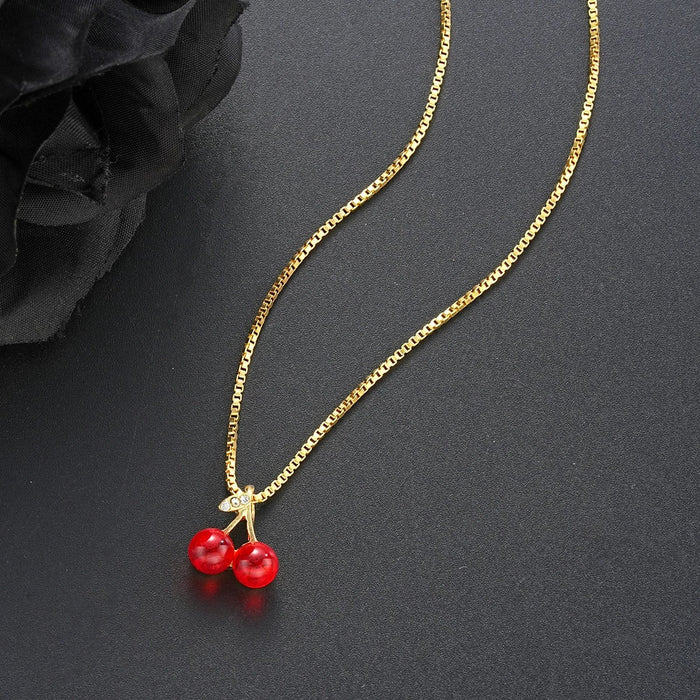 Wholesale Simple and cute cherry blossom titanium steel necklace, new niche collarbone chain, light luxury accessory