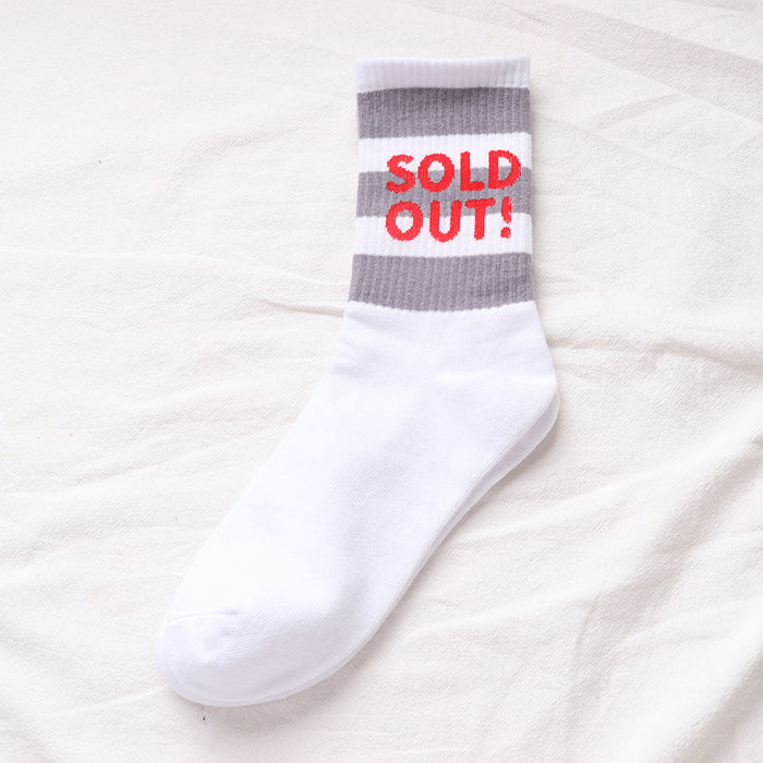 Wholesale Medium striped letter socks Skateboarding long socks Sports socks Neutral
