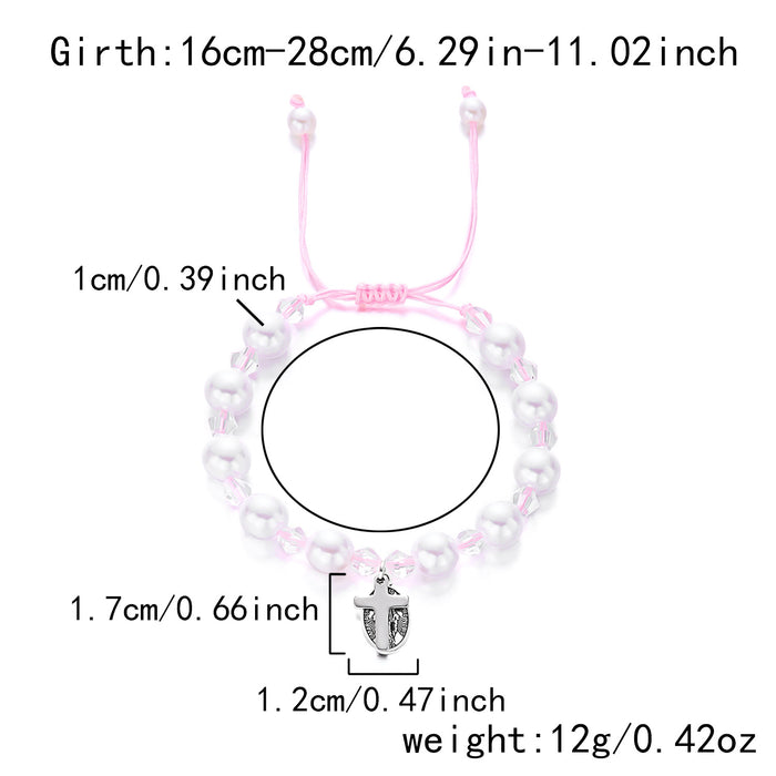 Wholesale Our Lady Cross Pearl Bracelet Gold Heart Imitation Pearl Bracelet