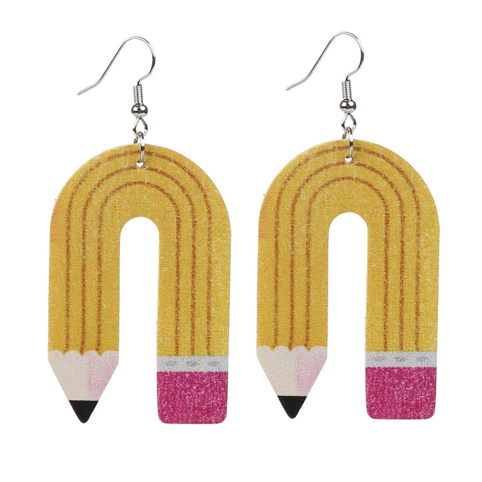 Wholesale 5pcs Teacher's Day Leather Pencil Earrings JDC-ES-ChongC001