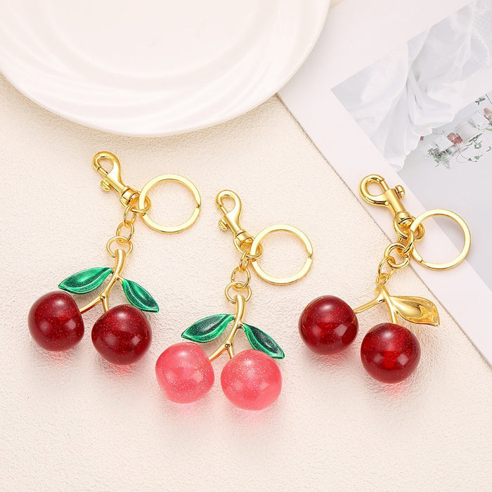 Wholesale Cherry Keychain Red Fruit Shape Key Ring Graduation Gift Decorative Accessory