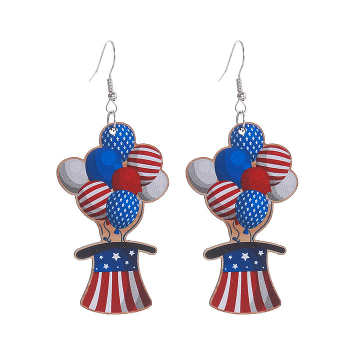 Wholesale Hollow Wooden Independence Day Earrings JDC-ES-ChouTteng017