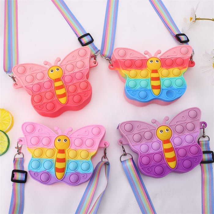 Wholesale  Butterfly Silicone Bag Rodent Killer Pioneer Coin Purse  Shoulder Bag Kidsren's Bag Women's Small Wallet