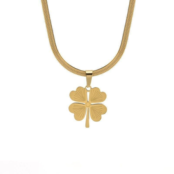 Wholesale Four Leaf Clover Stainless Steel Necklace JDC-NE-Shengh001