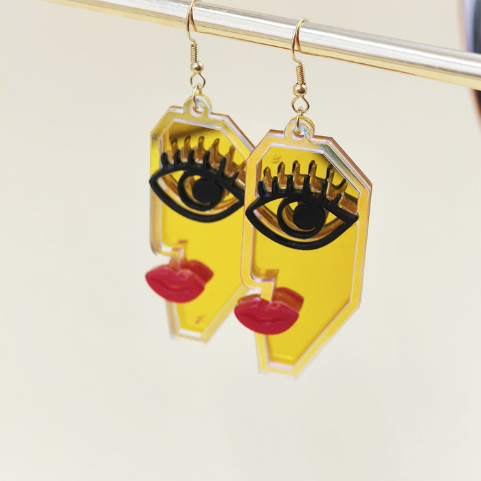 Wholesale Abstract style, personalized and creative, eye-catching red lip earrings, acrylic material earrings
