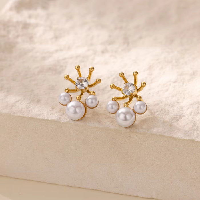 Wholesale geometric cross earrings light luxury diamond earrings 18K gold plated earrings