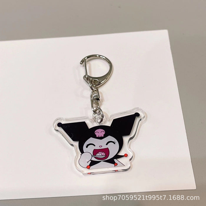 Wholesale Double-sided Keychain Cute Cartoon Book Bag Pendant Transparent Pendant Acrylic Keychain for Men and Women