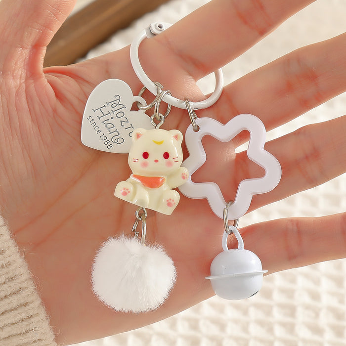 Wholesale Cute Cat Bell Keychain Bag Charm Decorative Accessory For Backpacks Gift