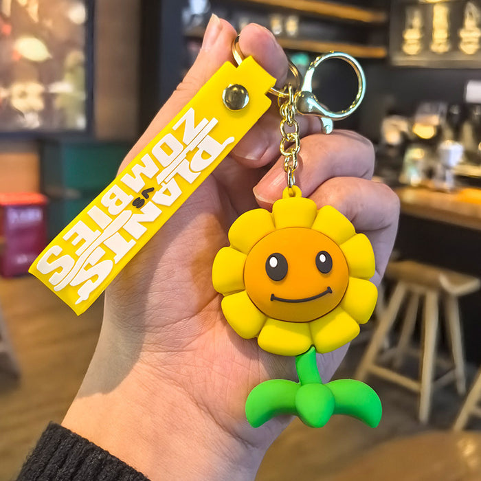 Wholesale Silicone Plant and Zombie Keychain Cute Gift for Kids
