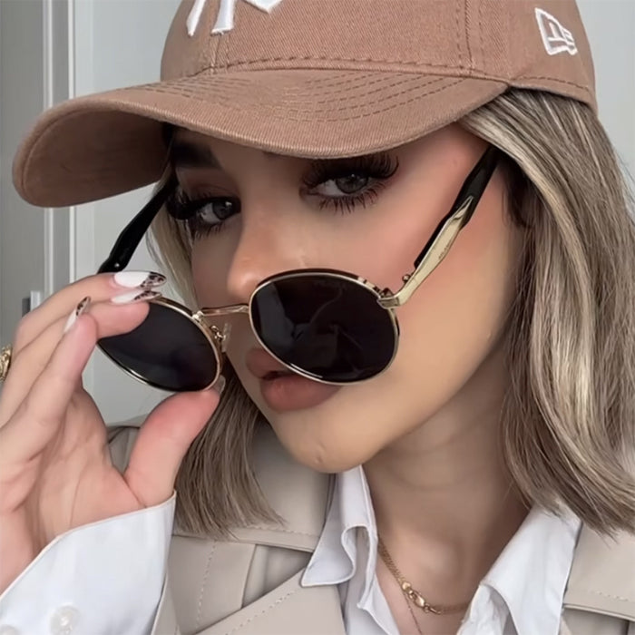 Wholesale Round Sunglasses Women's Instagram Street Metal Sunglasses Trendy Sunglasses