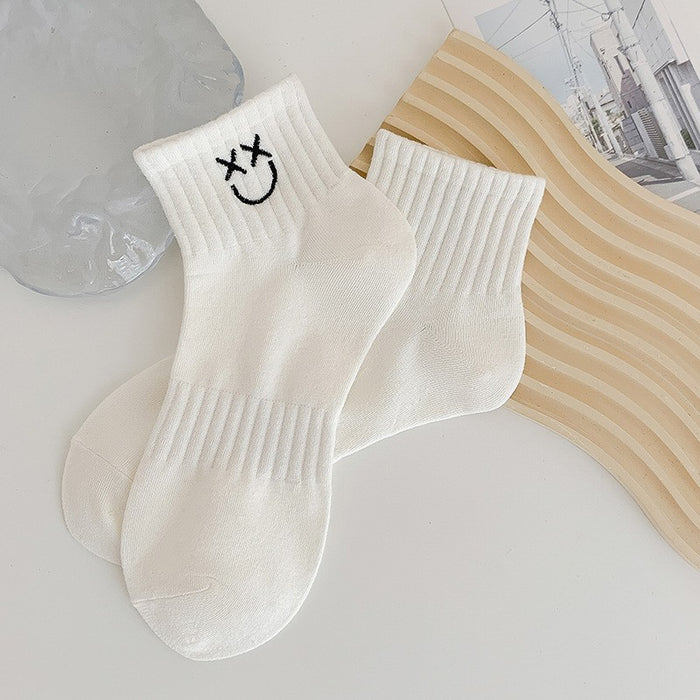 Wholesale Socks Embroidered Smiling Face Middle Socks Sports Long Socks
