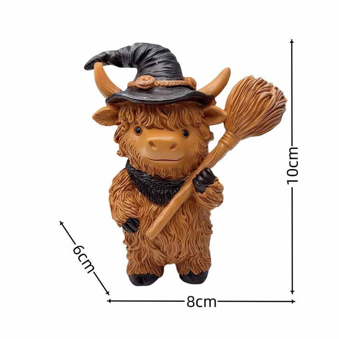 Wholesale Resin Highland Cow Wizard Ornament Cute Cartoon for Home Decoration