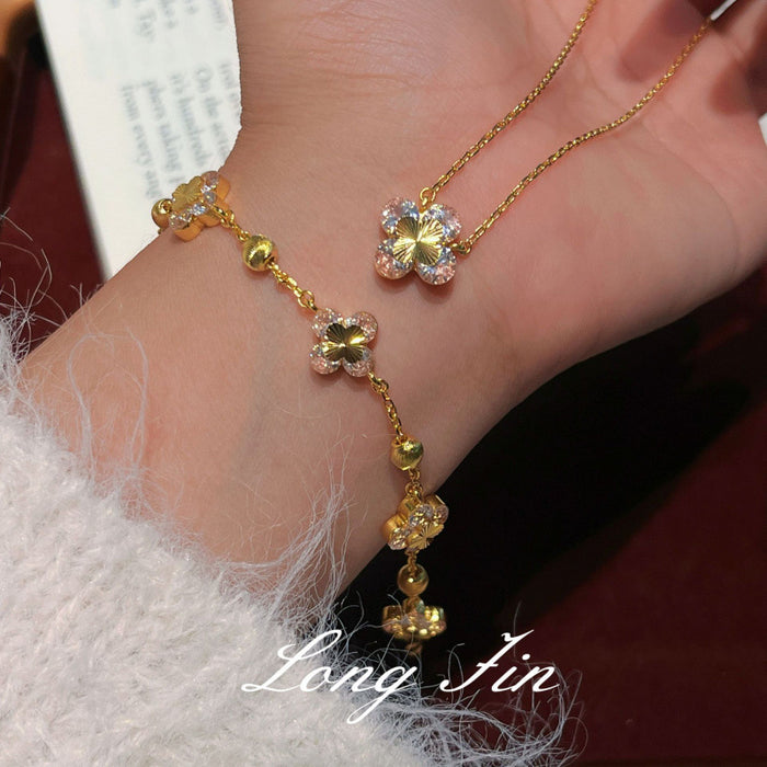 Wholesale Women's Four-Leaf Clover choker necklace Bracelet Earrings Set