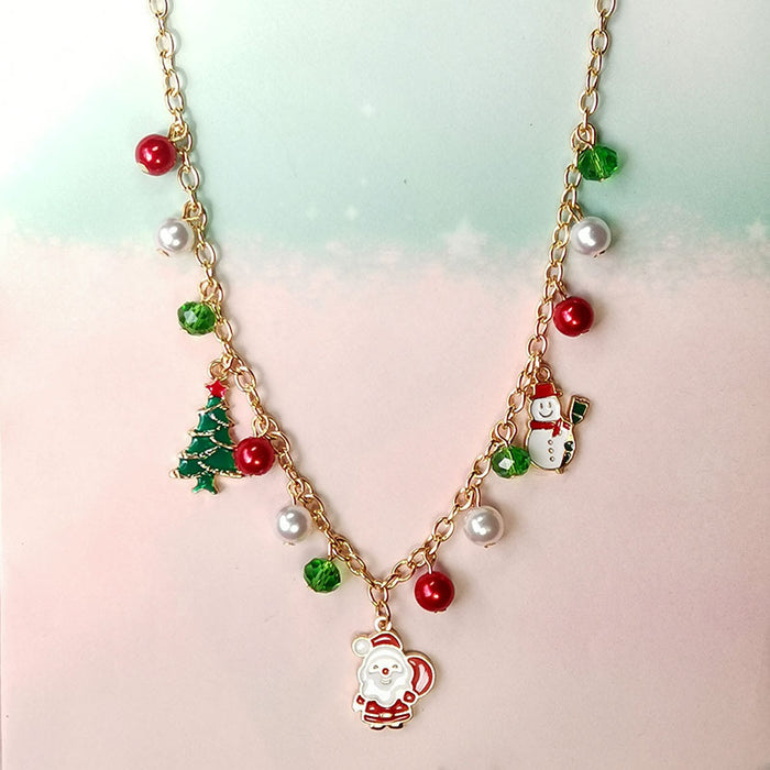 Wholesale Christmas Necklace Alloy Dripping Oil  Bell Snowflake Christmas Tree Necklace