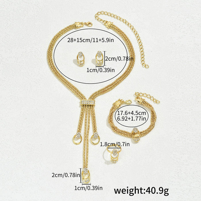 Wholesale New minimalist necklace earring set with diamond inlay, niche design, collarbone chain, versatile