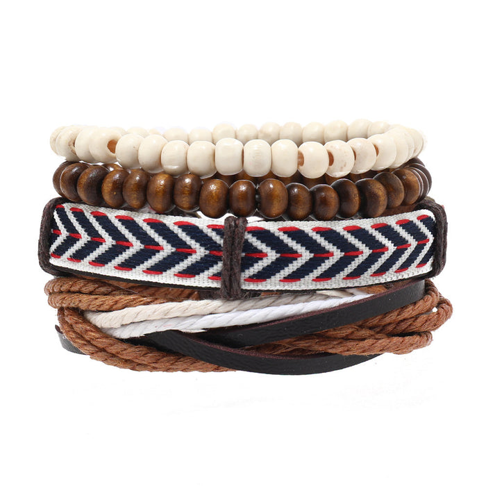 Wholesale 4pieces/pack Personalized Braided Four-piece Leather Bracelet JDC-BT-XH027