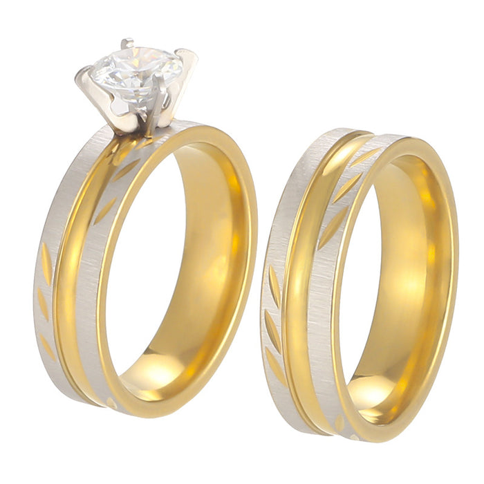 Wholesale 6mm groove batch flower ring titanium steel couple ring wedding ring