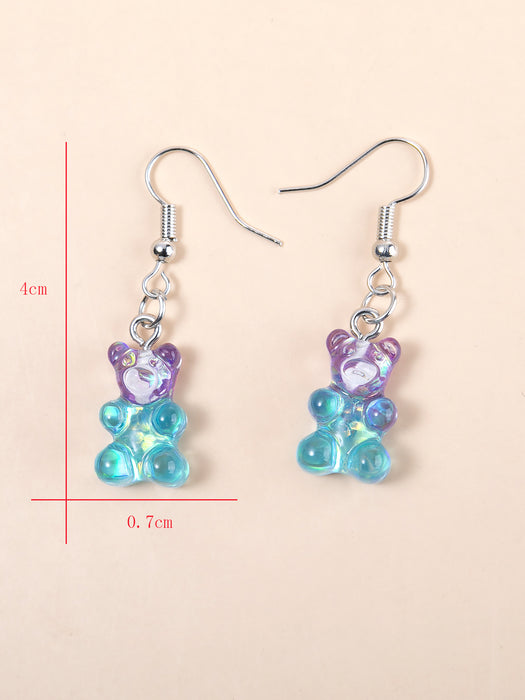 Wholesale Resin Candy Color Cartoon Bear Earrings JDC-ES-JinY002