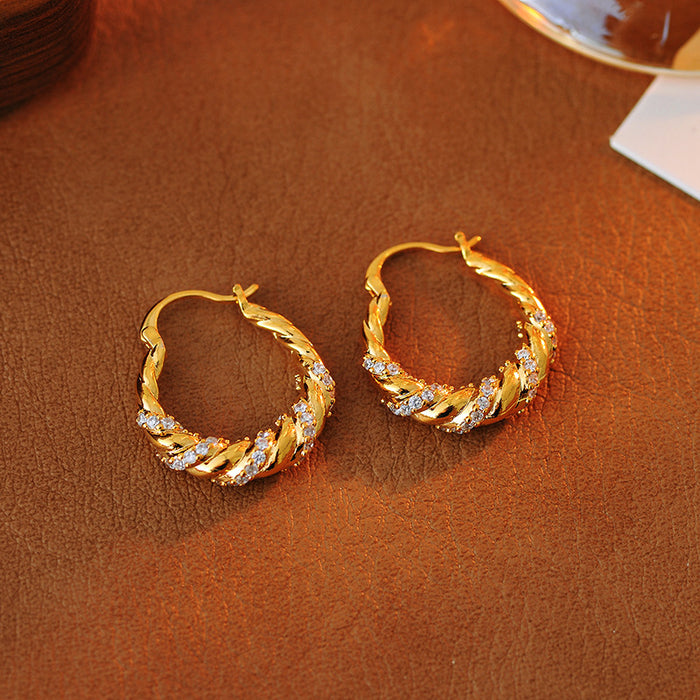 Wholesale  Golden Zircon Earrings  Elegant Elegant Earrings Women's  Ear Ring Ear Buckle