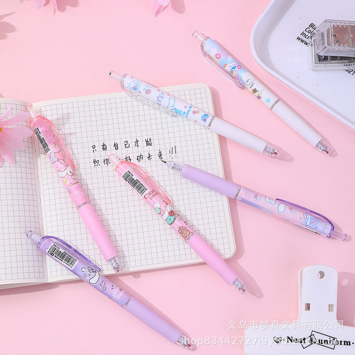 Wholesale 6pcs Cute click-to-pick pen for students quick-drying gel pen cartoon black pen