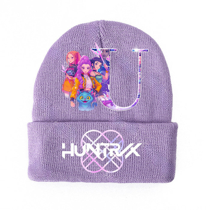 Wholesale KPOP knitted cartoon letters autumn and winter hat