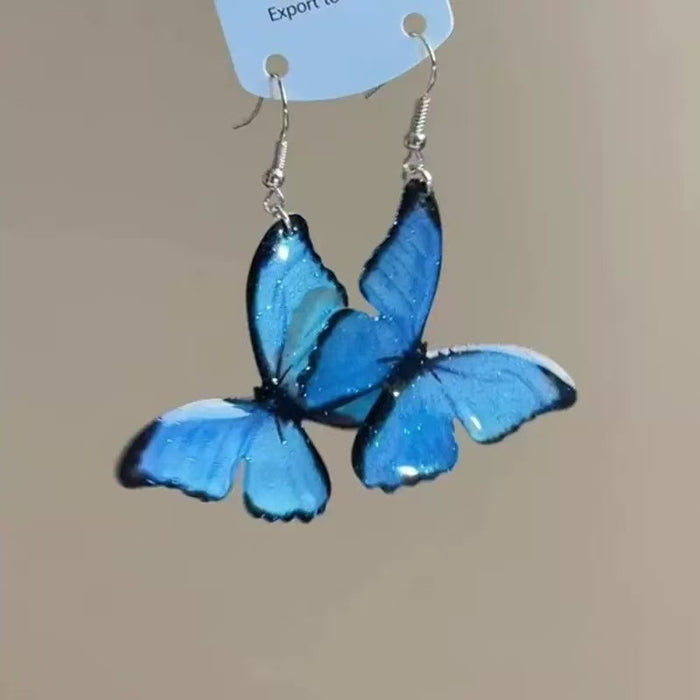 Wholesale Blue Butterfly 925 Silver Needle Clip Earrings for Women