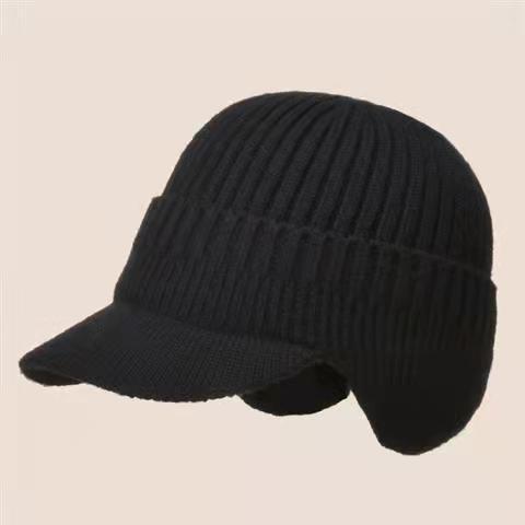 Wholesale Winter Knitted Hat For Men Women Warm Ear Protection Windproof Cycling Hat Fleece-lined Thickened Thermal Adult