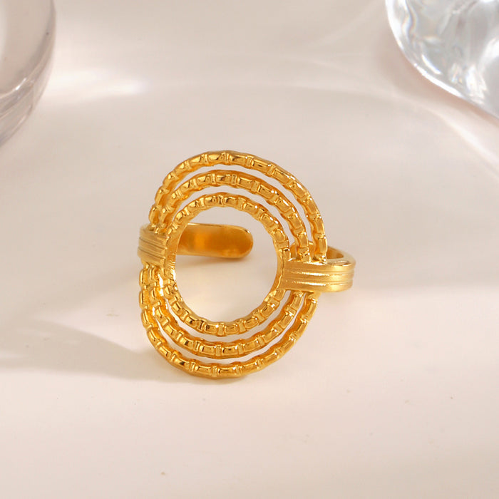 Wholesale Fashionable and popular stainless steel simple hollow circular ring, versatile and niche design sense