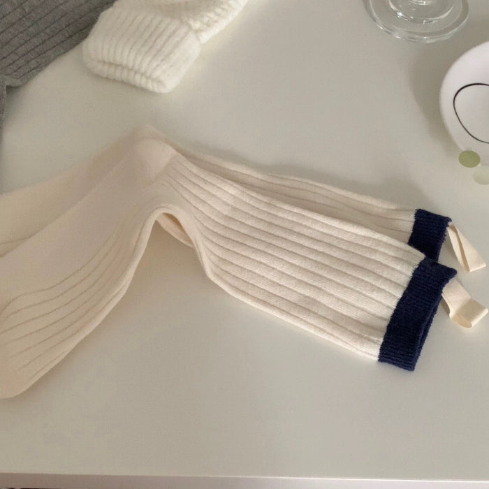 Wholesale Minority Basic Color blocked Stacked Sock Fabric Label Academy Middle Sock Basic