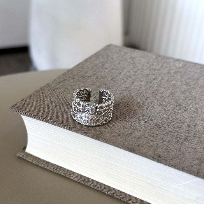 Wholesale  Diamond-encrusted All-match  Saturn Open Index Finger Ring for Women