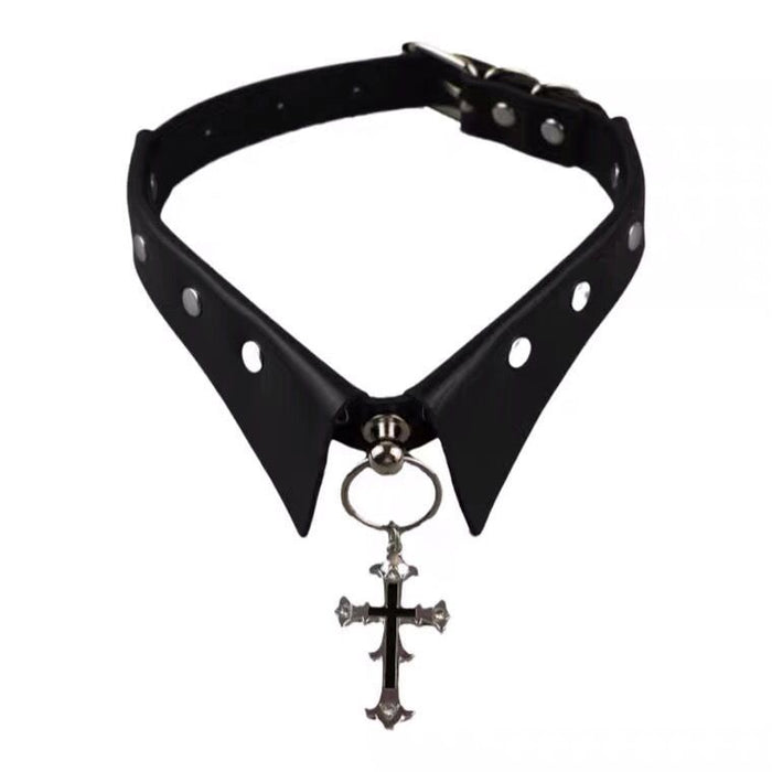Wholesale Cross collar, dark gothic punk choker necklace, Harajuku metal, spicy girl collarbone chain, atmosphere