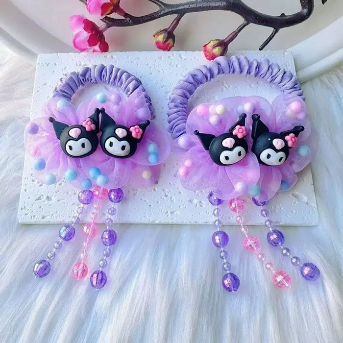 Wholesale Kids'  Flower High Elastic Tassel  Hair Scrunchies