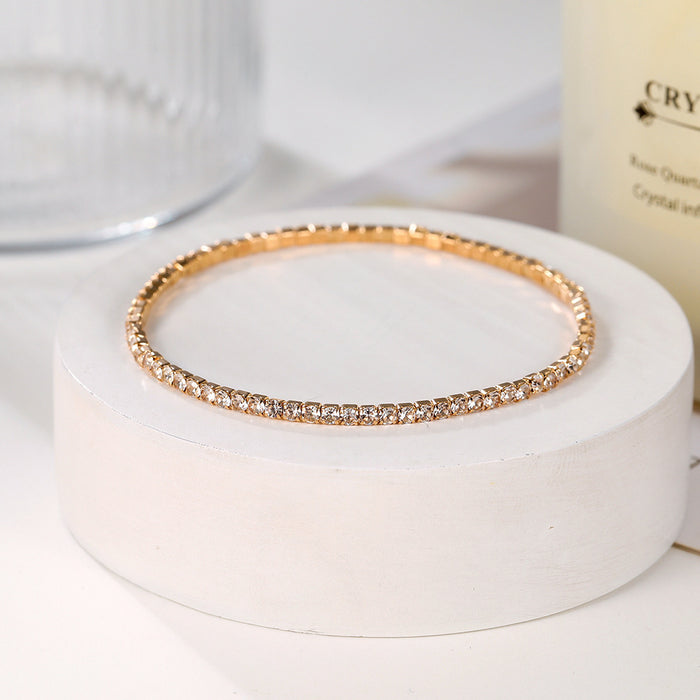 Wholesale Single row thin bracelet rhinestone tennis chain gold plated bracelet