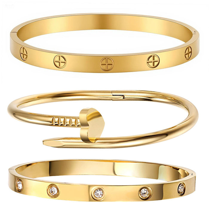 Wholesale Four Leaf Clover Titanium Steel Rhinestone Bracelet For Women Chic Jewelry Accessory