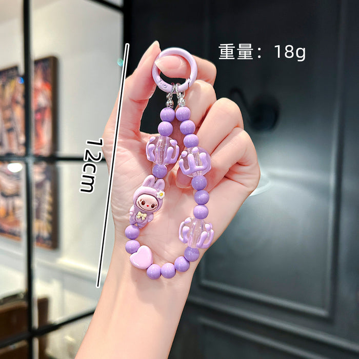 Wholesale Cartoon Cute  Graffiti Bead Bracelet Mobile Phone Lanyard  Wrist Pendant Beaded Chain Pendant