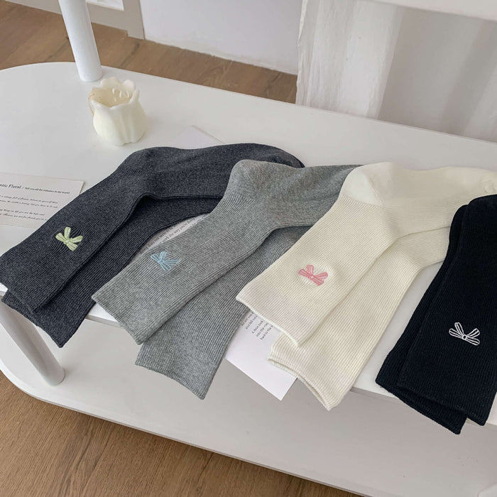 Wholesale Socks Children's Cotton Socks Embroidered Bow Double Needle Middle Tube Socks Breathable