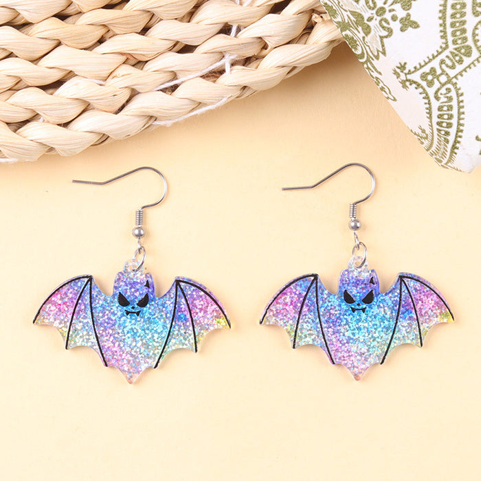Wholesale Halloween Funny Acrylic Bat Pumpkin Ghost Earrings Trendy Jewelry Accessory MOQ≥2