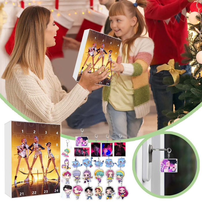 Wholesale KPOP Demon Hunters Christmas Countdown Calendar Blind Box Backpack Car Keychain Acrylic Pendant