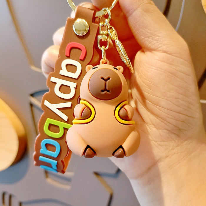 Wholesale Cartoon Keychain Internet Celebrity Cute Capybara Doll Children' s School Bag Pendant Car Key Chain Accessories