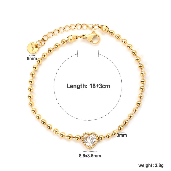 Wholesale Mixed Color Heart-Shaped Zircon Bracelet Niche Design Cherry Bracelet Stainless Steel Bracelet