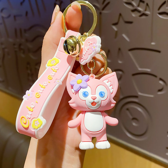 Wholesale Cartoon Cute Car Epoxy Pendant Pink Fox Couple Backpack Keychain