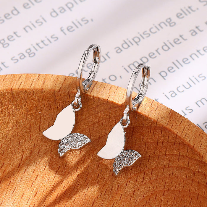 Wholesale Butterfly zircon sparkling diamond earrings with versatile earrings