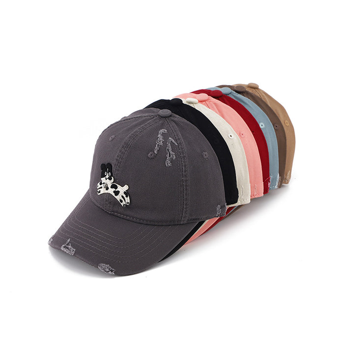 Wholesale Cute cartoon sticker duckbill hat, fashionable vintage soft top baseball cap