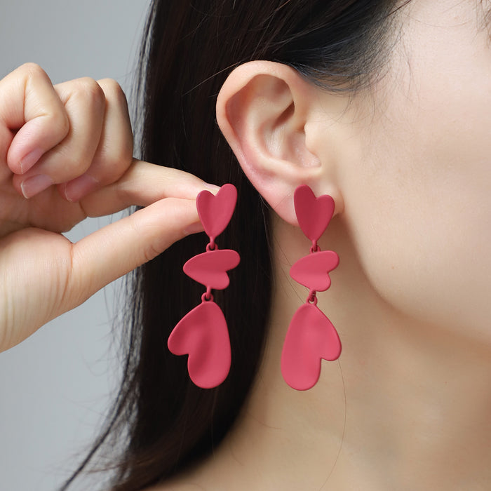 Wholesale Red Geometric Heart Earrings Oil Drop Multi-color Irregular Alloy Earrings JDC-ES-KenJie002