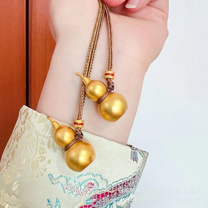 Wholesale Sand gold gourd woven rope necklace, long and niche design, lucky fortune pendant, couple style, safe