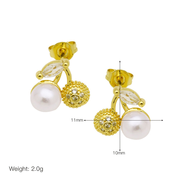Wholesale Colorful oil-dripping cherry ladybug earrings