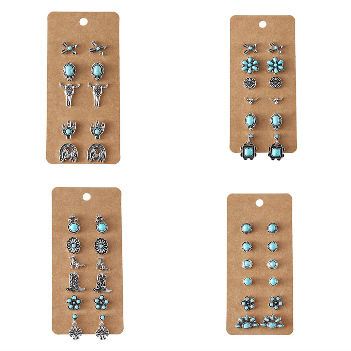 Wholesale  cute sweet turquoise earrings suit