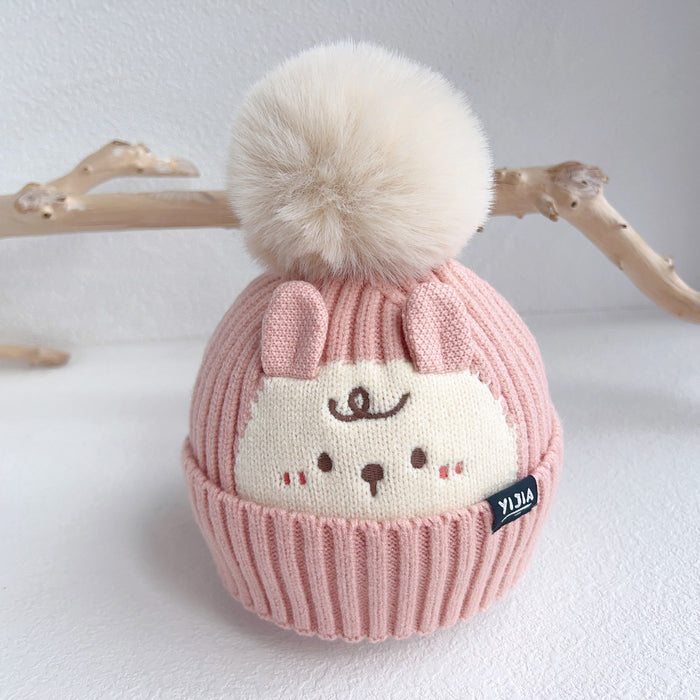 Wholesale Hat f two-piece set winter hat cute cartoon baby wool hat baby knit cross f